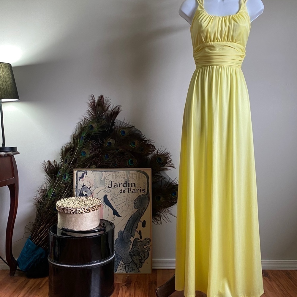 Party Time Butter yellow formal floor length dress​​​​​​